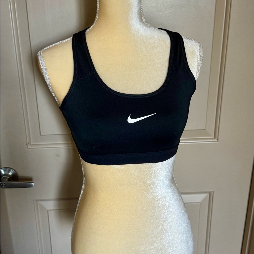 Nike Women's Black Sports Bra with White Logo